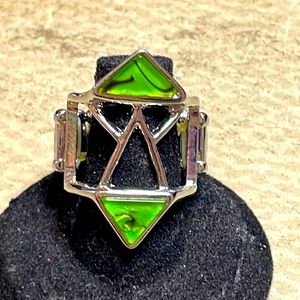 Geometrical Design Green Ring